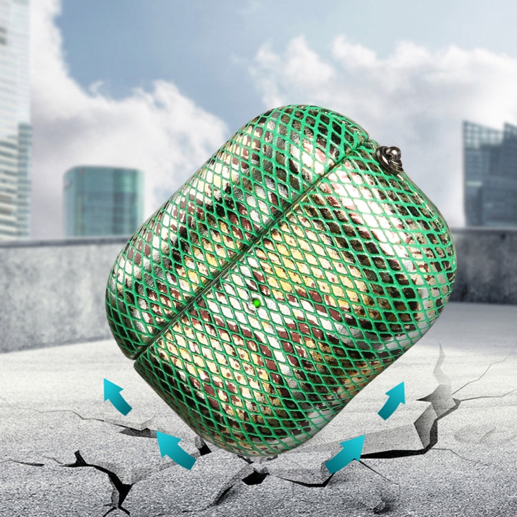 J01 Mesh Snakeskin Headphone Case For AirPods Pro(Green) - For AirPods Pro by PMc TechLife | Online Shopping South Africa | PMc TechLife | Buy Now Pay Later Mobicred