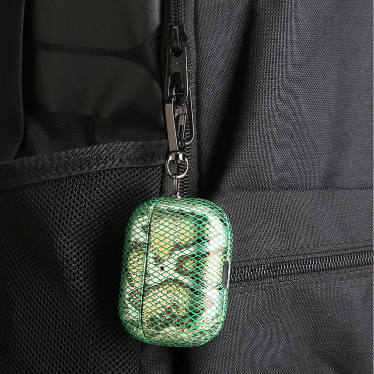 J01 Mesh Snakeskin Headphone Case For AirPods Pro(Green) - For AirPods Pro by PMc TechLife | Online Shopping South Africa | PMc TechLife | Buy Now Pay Later Mobicred