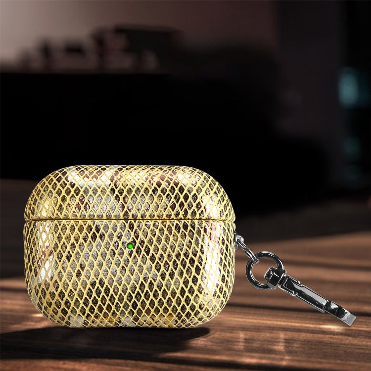 J01 Mesh Snakeskin Headphone Case For AirPods 3(Gold) - For AirPods 3 by PMc TechLife | Online Shopping South Africa | PMc TechLife | Buy Now Pay Later Mobicred