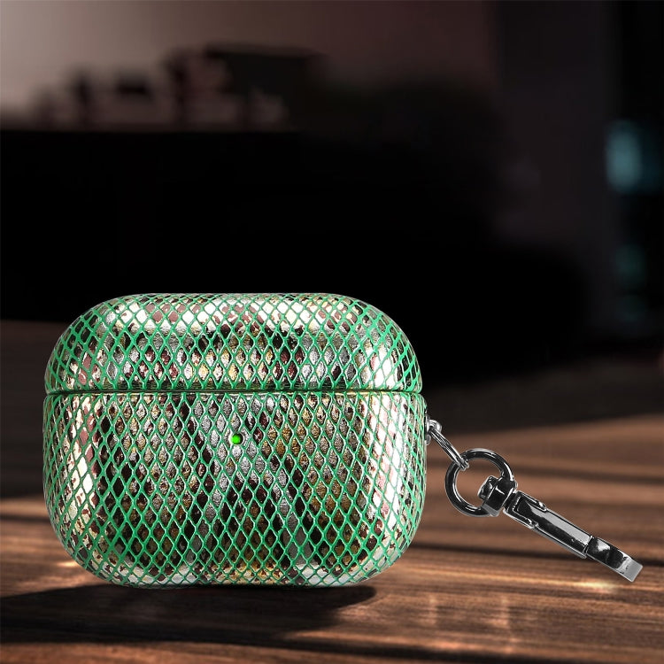 J01 Mesh Snakeskin Headphone Case For AirPods 3(Green) - For AirPods 3 by PMc TechLife | Online Shopping South Africa | PMc TechLife | Buy Now Pay Later Mobicred