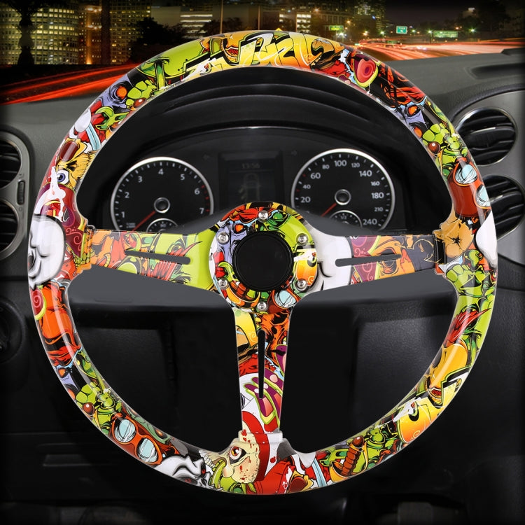 35cm Car Racing Graffiti ABS Steering Wheel(Style 3) - Steering Wheel Accessories by PMC TechLife | Online Shopping South Africa | PMC TechLife | Buy Now Pay Later Mobicred