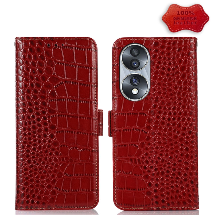For Honor 70 Crocodile Top Layer Cowhide Leather Phone Case(Red) - Honor Cases by PMC TechLife | Online Shopping South Africa | PMC TechLife | Buy Now Pay Later Mobicred