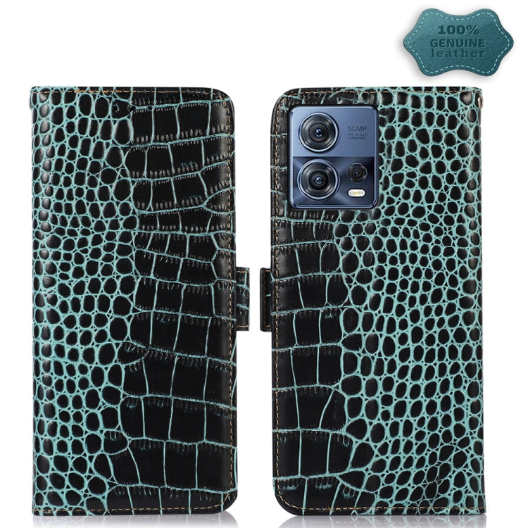 For Motorola Moto S30 Pro Crocodile Top Layer Cowhide Leather Phone Case(Green) - Motorola Cases by PMC TechLife | Online Shopping South Africa | PMC TechLife | Buy Now Pay Later Mobicred