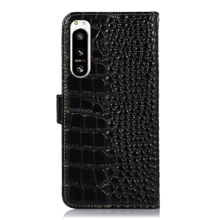 For Sony Xperia 5 IV Crocodile Top Layer Cowhide Leather Phone Case(Black) - Sony Cases by PMC TechLife | Online Shopping South Africa | PMC TechLife | Buy Now Pay Later Mobicred