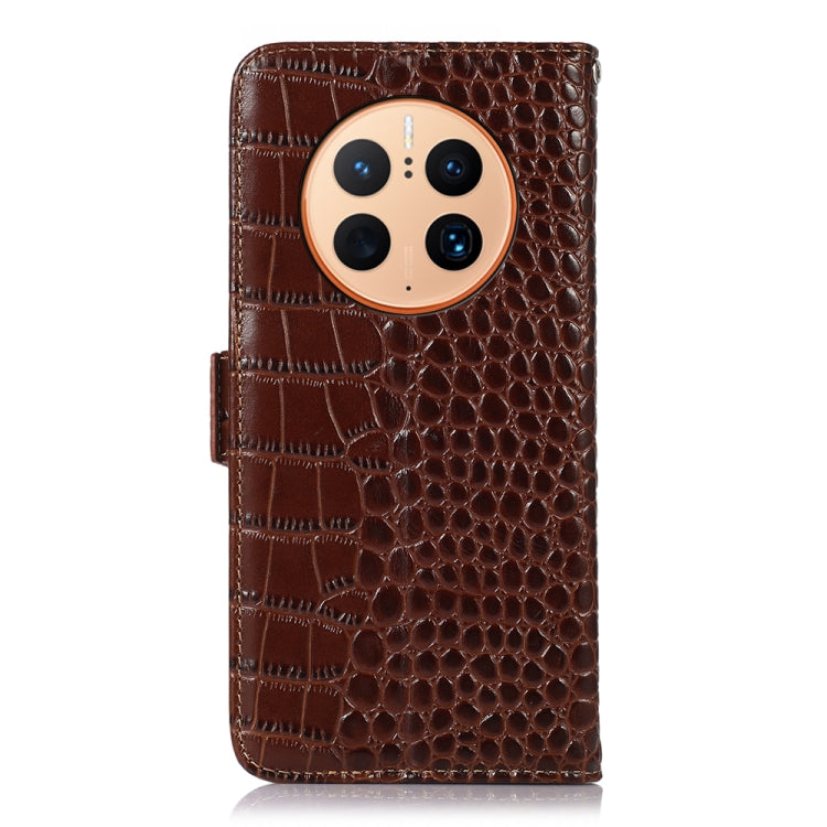 For Huawei Mate 50 Pro Crocodile Top Layer Cowhide Leather Phone Case(Brown) - Huawei Cases by PMC TechLife | Online Shopping South Africa | PMC TechLife | Buy Now Pay Later Mobicred