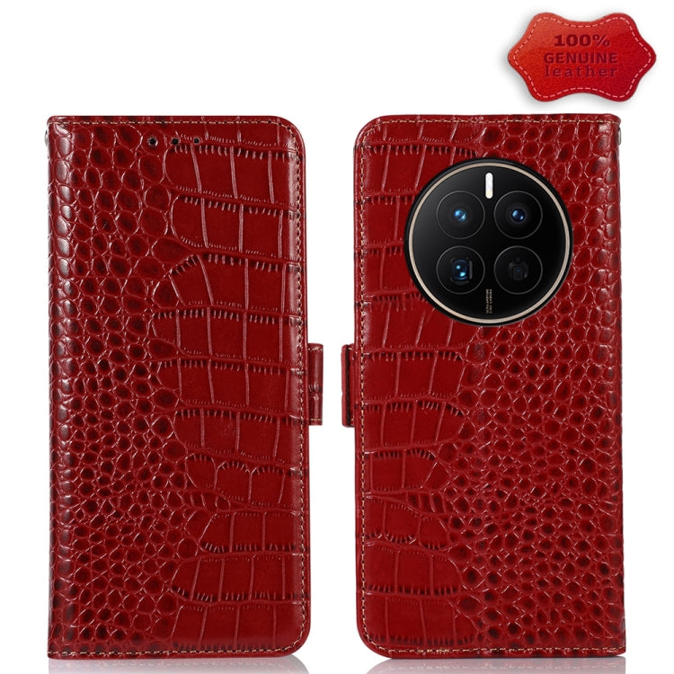 For Huawei Mate 50 Crocodile Top Layer Cowhide Leather Phone Case(Red) - Huawei Cases by PMC TechLife | Online Shopping South Africa | PMC TechLife | Buy Now Pay Later Mobicred