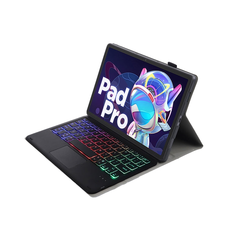 AM18-AS Tri-color Backlight Bluetooth Keyboard Leather Case with Touchpad For Lenovo XiaoXin Pad Pro 2022 11.2 inch(Black) - Lenovo Keyboard by PMC TechLife | Online Shopping South Africa | PMC TechLife