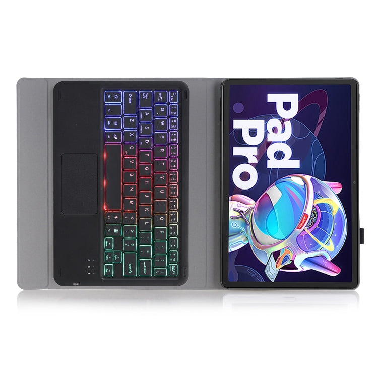 AM18-AS Tri-color Backlight Bluetooth Keyboard Leather Case with Touchpad For Lenovo XiaoXin Pad Pro 2022 11.2 inch(Black) - Lenovo Keyboard by PMC TechLife | Online Shopping South Africa | PMC TechLife