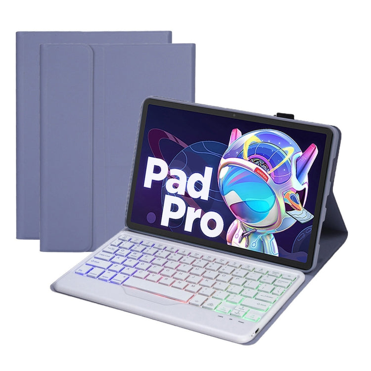 AM18-BS Tri-color Backlight Bluetooth Keyboard Leather Case For Lenovo XiaoXin Pad Pro 2022 11.2 inch(Blue) - Lenovo Keyboard by PMC TechLife | Online Shopping South Africa | PMC TechLife