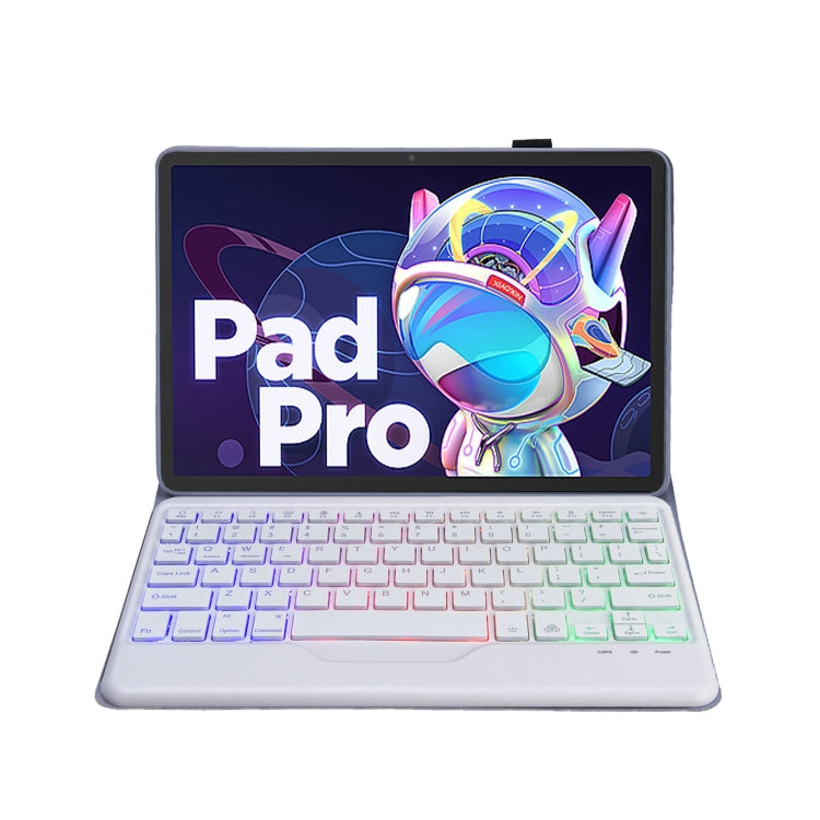 AM18-BS Tri-color Backlight Bluetooth Keyboard Leather Case For Lenovo XiaoXin Pad Pro 2022 11.2 inch(Blue) - Lenovo Keyboard by PMC TechLife | Online Shopping South Africa | PMC TechLife