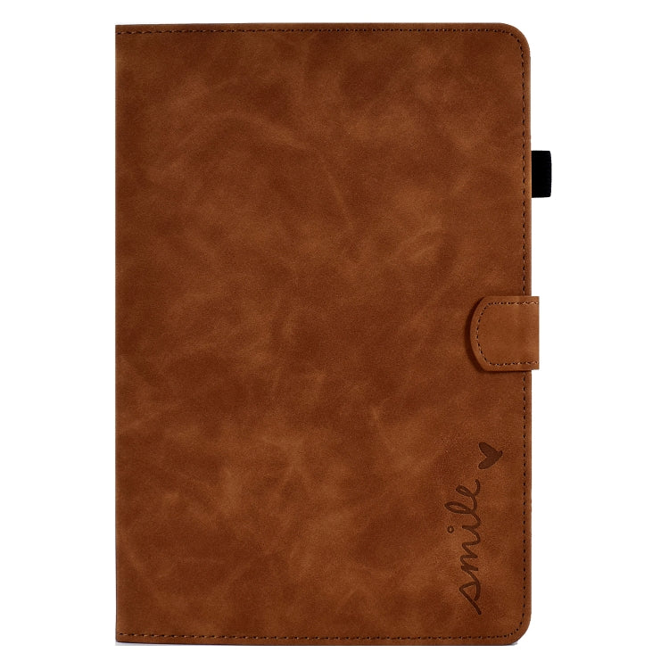 For Huawei MatePad T 10 / T 10s / Honor Pad 6 / X6 Embossed Smile Flip Tablet Leather Case(Brown) - Honor by PMC TechLife | Online Shopping South Africa | PMC TechLife | Buy Now Pay Later Mobicred