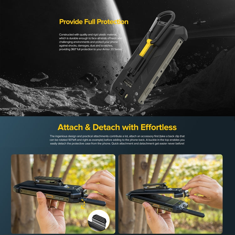 For Ulefone Armor 20WT Ulefone Back Clip Phone Case with Carabiner (Black) - free shipping - PMC Jewellery - Order now!