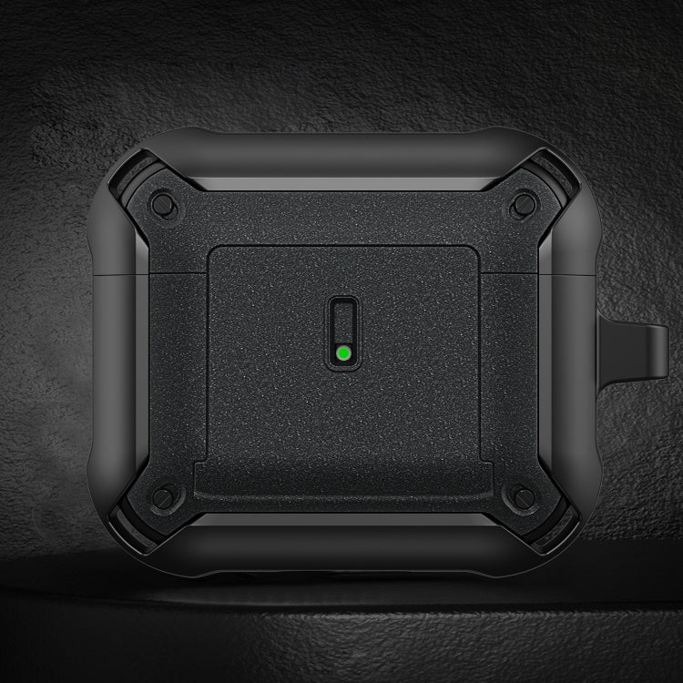 For AirPods 3 Sliding Buckle Wireless Earphone Protective Case with Hook(Black) - For AirPods 3 by PMC Jewellery | Online Shopping South Africa | PMC Jewellery | Buy Now Pay Later Mobicred