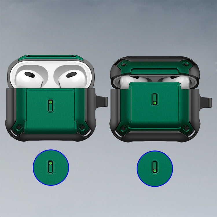 For AirPods 3 Sliding Buckle Wireless Earphone Protective Case with Hook(Black) - For AirPods 3 by PMC Jewellery | Online Shopping South Africa | PMC Jewellery | Buy Now Pay Later Mobicred