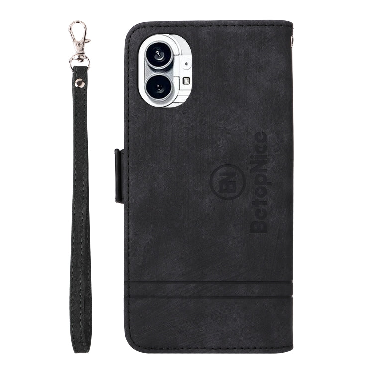 For Nothing Phone 1 BETOPNICE Dual-side Buckle Leather Phone Case(Black) - Nothing Cases by BETOPNICE | Online Shopping South Africa | PMC Jewellery | Buy Now Pay Later Mobicred