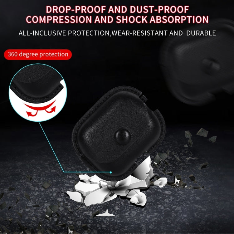 For AirPods Pro 2 Litchi Texture PU Leather Earphone Protective Case with Hook(Black) - For AirPods Pro 2 by PMC Jewellery | Online Shopping South Africa | PMC Jewellery | Buy Now Pay Later Mobicred