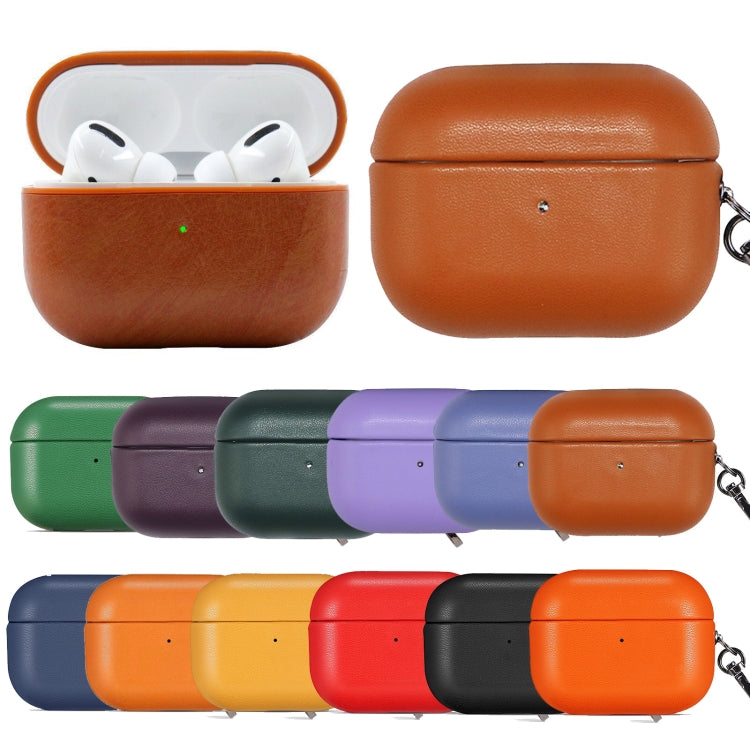 For Apple AirPods Pro PU Leather Wireless Bluetooth Earphone Protective Case(Yellow) - For AirPods Pro by PMC Jewellery | Online Shopping South Africa | PMC Jewellery | Buy Now Pay Later Mobicred