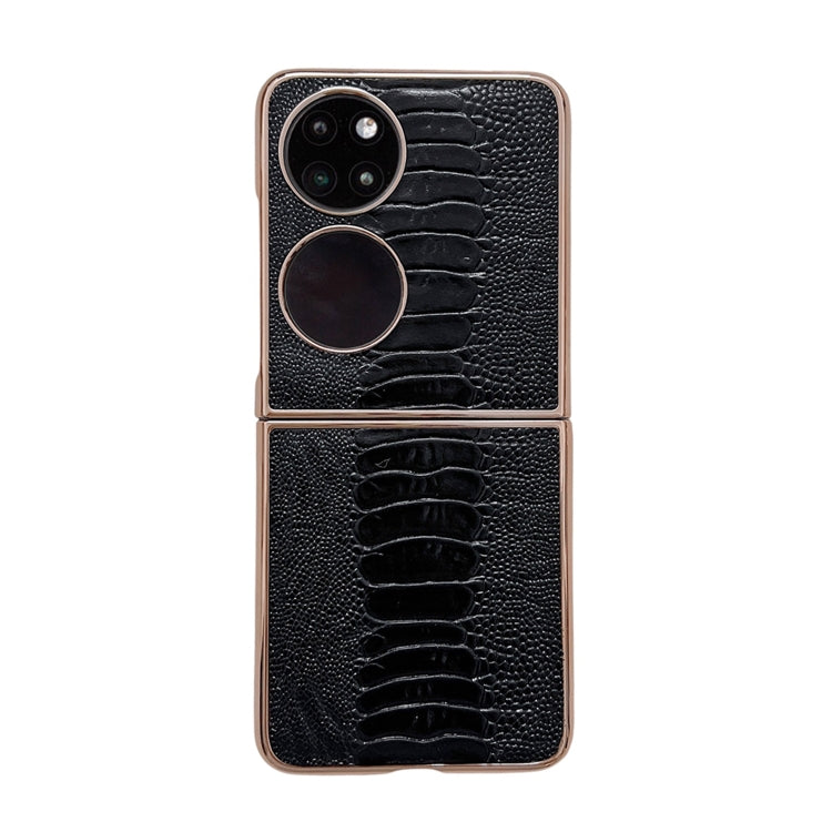 For Huawei P50 Pocket Genuine Leather Weilai Series Nano Plating Phone Case(Black) - Huawei Cases by PMC TechLife | Online Shopping South Africa | PMC TechLife | Buy Now Pay Later Mobicred