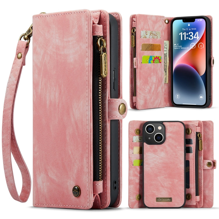 For iPhone 14 Plus CaseMe 008 Detachable Multifunctional Leather Phone Case(Pink) - free shipping - PMC Jewellery - Order now!