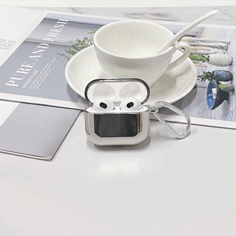 For AirPods Pro Split Electroplating TPU Earphone Protective Case with Hook(Silver) - free shipping - PMC Jewellery - Order now!