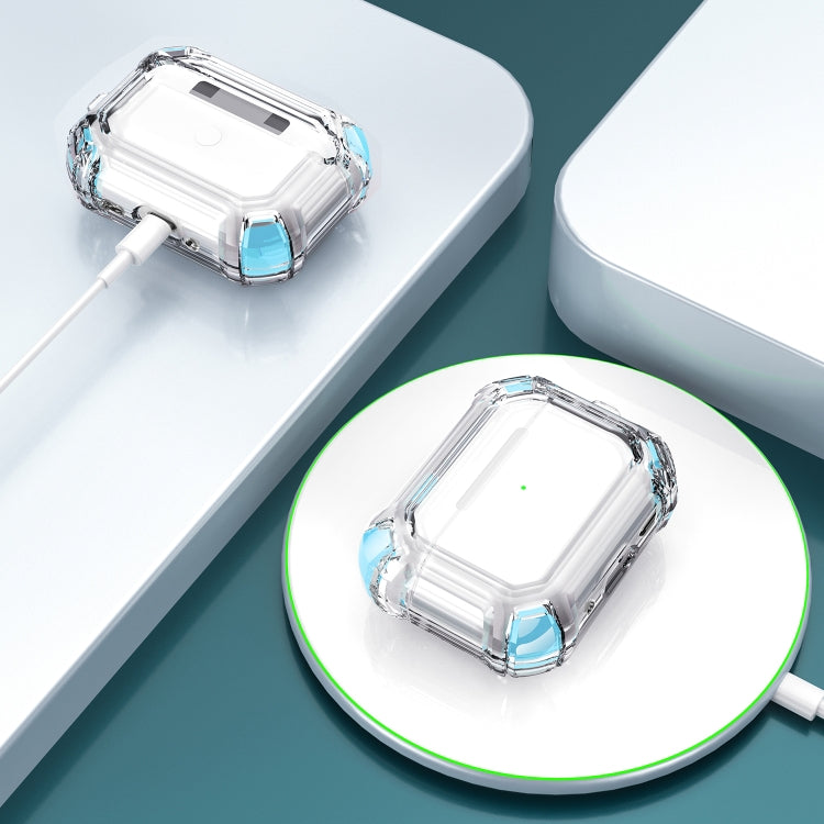 For AirPods Pro 2 Dual-color PC Shockproof Earphone Case with Hook(Sky Blue) - For AirPods Pro 2 by PMC Jewellery | Online Shopping South Africa | PMC Jewellery | Buy Now Pay Later Mobicred