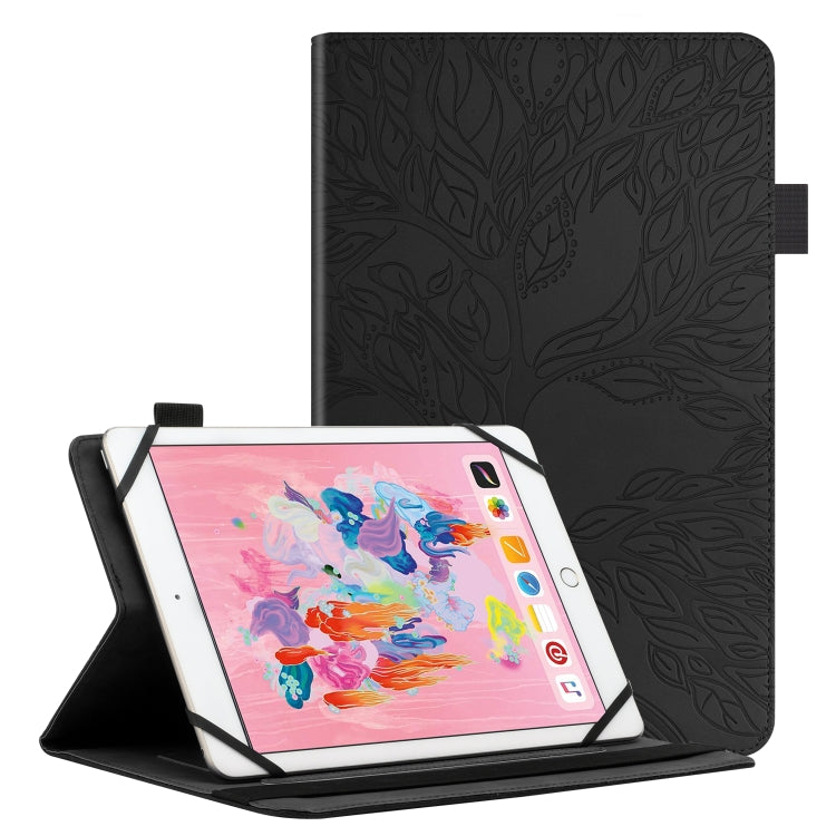 For 10 inch Life Tree Pattern Flip Universal Leather Tablet Case(Black) - 10 - 11 inch by PMC TechLife | Online Shopping South Africa | PMC TechLife | Buy Now Pay Later Mobicred