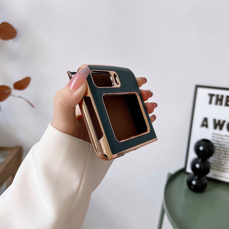 For Motorola Moto Razr 2022 Genuine Leather Xiaoya Series Nano Plating Phone Case(Coffee) - Motorola Cases by PMC TechLife | Online Shopping South Africa | PMC TechLife | Buy Now Pay Later Mobicred