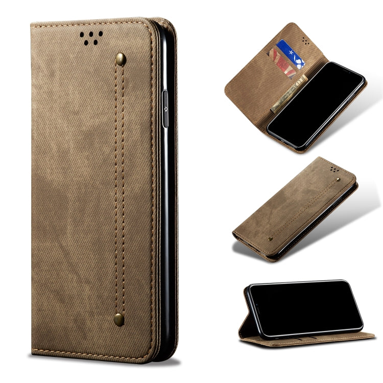 For OPPO Realme 6 Pro Denim Texture Casual Style Horizontal Flip Leather Case with Holder & Card Slots & Wallet(Khaki) - Realme Cases by PMC TechLife | Online Shopping South Africa | PMC TechLife | Buy Now Pay Later Mobicred