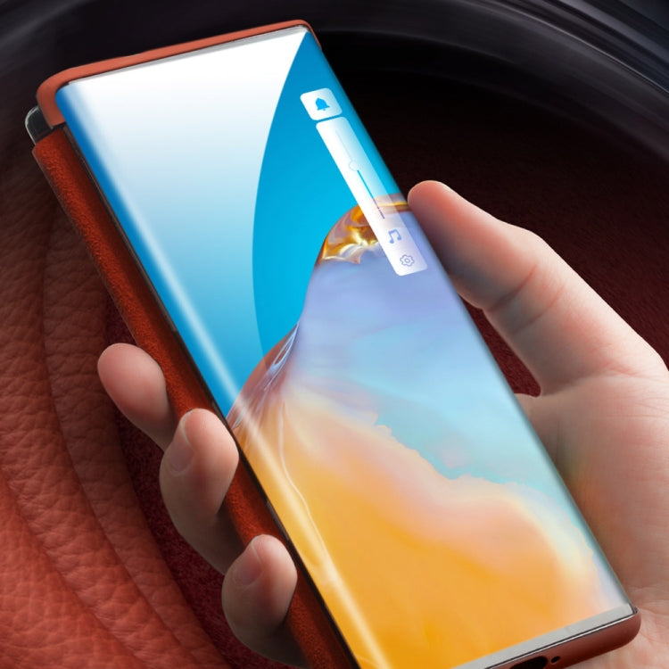 For Huawei P40 Pro QIALINO Litchi Texture Side Window View Leather Phone Case(Orange) - Huawei Cases by QIALINO | Online Shopping South Africa | PMC TechLife | Buy Now Pay Later Mobicred