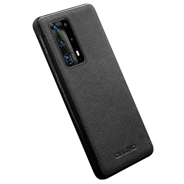For Huawei P40 Pro QIALINO Puda Texture Side Window View Leather Phone Case(Black) - free shipping - PMC TechLife - Order now!