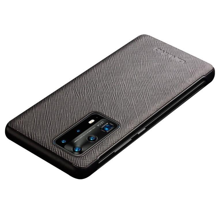 For Huawei P40 Pro QIALINO Puda Texture Side Window View Leather Phone Case(Black) - free shipping - PMC TechLife - Order now!