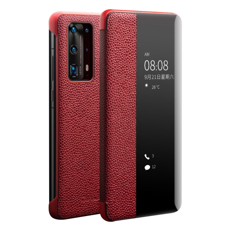 For Huawei P40 Pro QIALINO XiangNai Texture Side Window View Leather Phone Case(Red) - free shipping - PMC TechLife - Order now!
