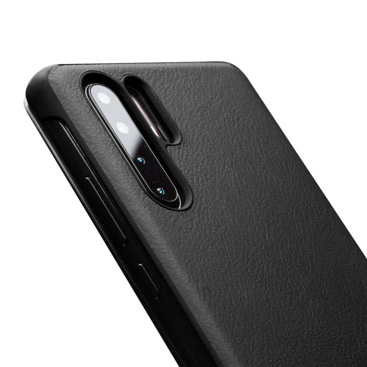 For Huawei P30 Pro QIALINO Genuine Leather Side Window View Smart Phone Case(Black) - free shipping - PMC TechLife - Order now!