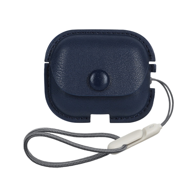 For AirPods Pro 2 Litchi Texture PU Leather Earphone Protective Case with Lanyard(Blue) - For AirPods Pro 2 by PMC Jewellery | Online Shopping South Africa | PMC Jewellery | Buy Now Pay Later Mobicred