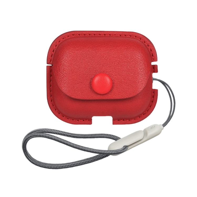For AirPods Pro 2 Litchi Texture PU Leather Earphone Protective Case with Lanyard(Red) - For AirPods Pro 2 by PMC Jewellery | Online Shopping South Africa | PMC Jewellery | Buy Now Pay Later Mobicred