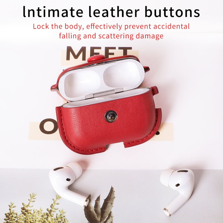 For AirPods Pro 2 Litchi Texture PU Leather Earphone Protective Case with Lanyard(Light Brown) - For AirPods Pro 2 by PMC Jewellery | Online Shopping South Africa | PMC Jewellery | Buy Now Pay Later Mobicred