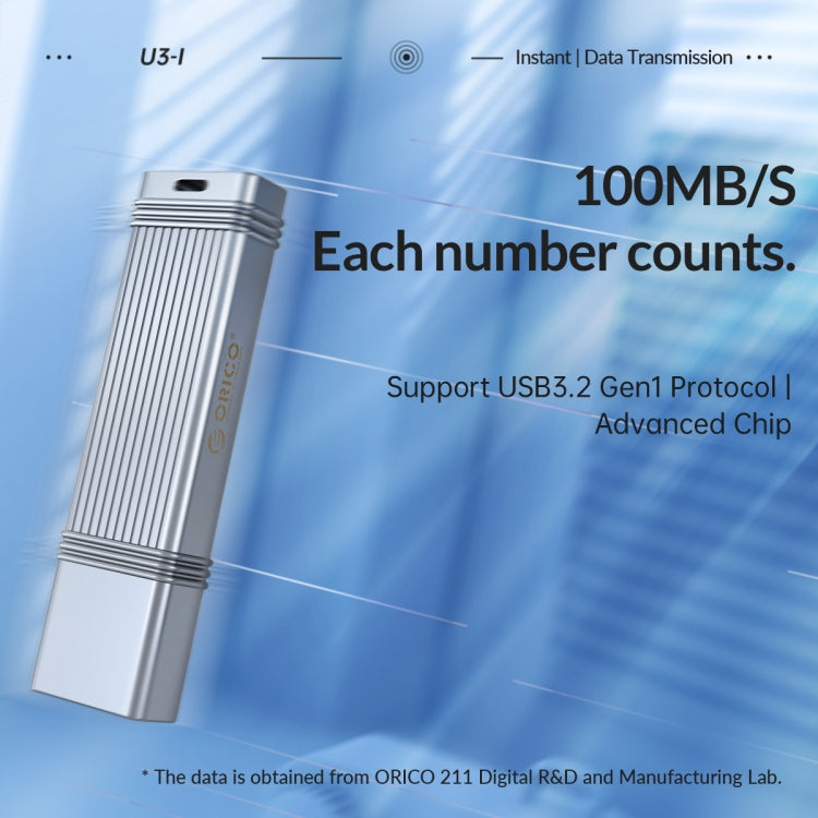 ORICO 256GB Type-C USB3.2 Gen1 USB Flash Drive, Read 260MB/s, Write 50MB/s (Silver) - free shipping - PMC Jewellery - Order now!