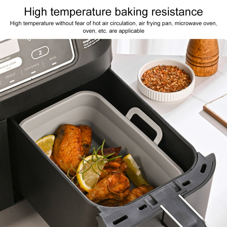 Rectangular Double Pull Basket Foldable Silicone Air Fryer Baking Pan(Grey) - Baking mat & Bakewares by PMC TechLife | Online Shopping South Africa | PMC TechLife