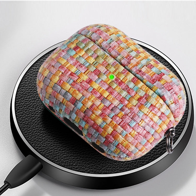 For AirPods 1 / 2 Weave Texture PU Shockproof Earphone Protective Case with Hook(Grey) - For AirPods 1/2 by PMC Jewellery | Online Shopping South Africa | PMC Jewellery | Buy Now Pay Later Mobicred