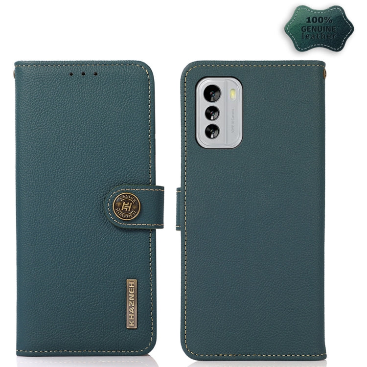 For Nokia G60 5G KHAZNEH Custer Genuine Leather RFID Phone Case(Green) - Nokia Cases by PMC TechLife | Online Shopping South Africa | PMC TechLife | Buy Now Pay Later Mobicred