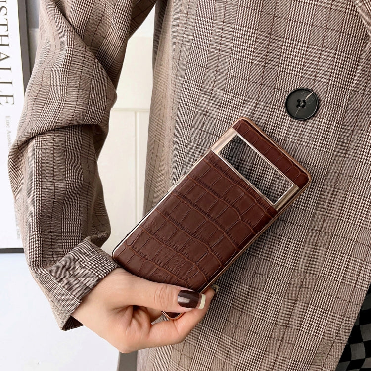 For Google Pixel 7 Crocodile Texture Genuine Leather Electroplating Phone Case(Black) - Google Cases by PMC TechLife | Online Shopping South Africa | PMC TechLife | Buy Now Pay Later Mobicred