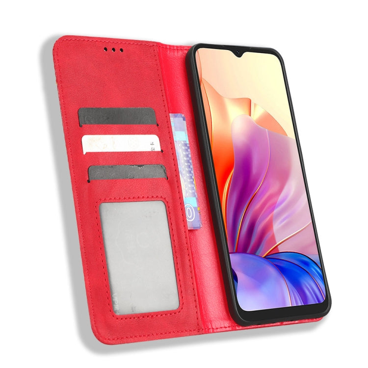 For Blackview OSCAL C80 Magnetic Buckle Retro Texture Leather Phone Case(Red) - More Brand by PMC TechLife | Online Shopping South Africa | PMC TechLife | Buy Now Pay Later Mobicred