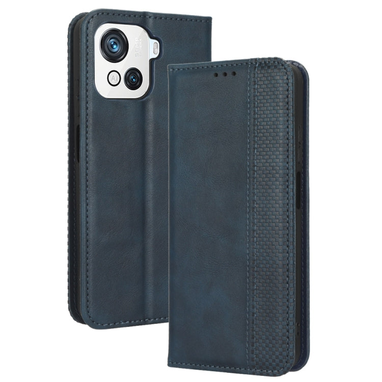 For Blackview OSCAL C80 Magnetic Buckle Retro Texture Leather Phone Case(Blue) - More Brand by PMC TechLife | Online Shopping South Africa | PMC TechLife | Buy Now Pay Later Mobicred