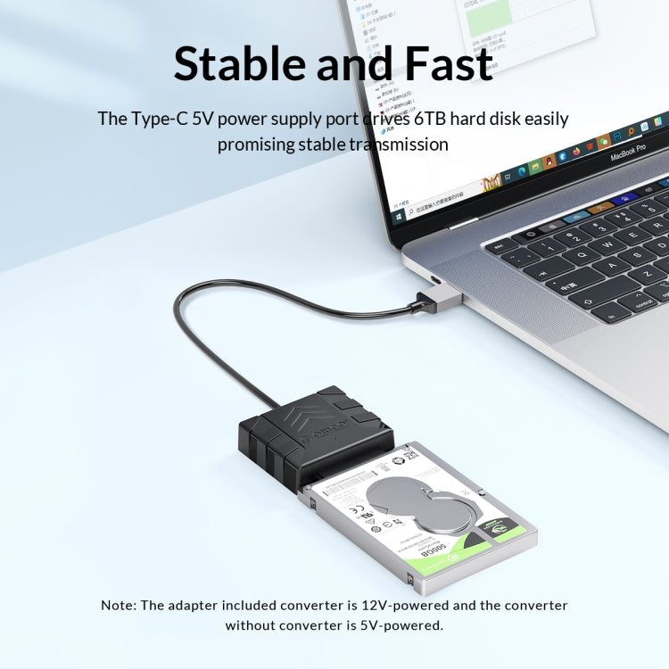 ORICO UTS1 Type-C / USB-C USB 3.0 2.5-inch SATA HDD Adapter with 12V 2A Power Adapter, Cable Length:0.3m(US Plug) - free shipping - PMC Jewellery - Order now!