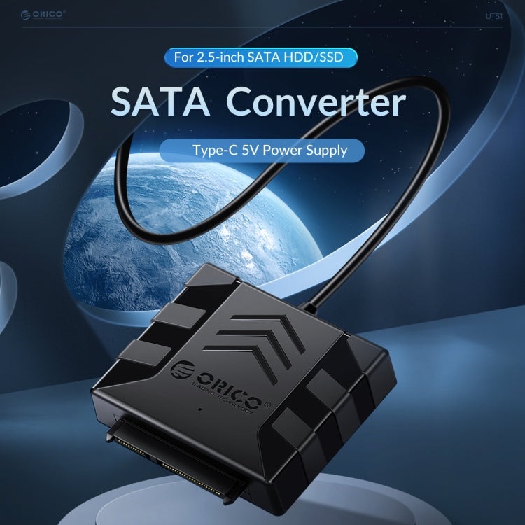 ORICO UTS1 Type-C / USB-C USB 3.0 2.5-inch SATA HDD Adapter with 12V 2A Power Adapter, Cable Length:0.5m(EU Plug) - free shipping - PMC Jewellery - Order now!