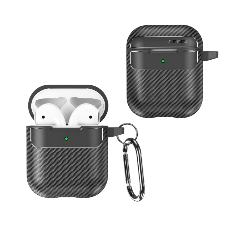 For AirPods 1 / 2 Carbon Fiber Texture Anti-fall Earphone Protective Case(Black) - For AirPods 1/2 by PMC Jewellery | Online Shopping South Africa | PMC Jewellery | Buy Now Pay Later Mobicred