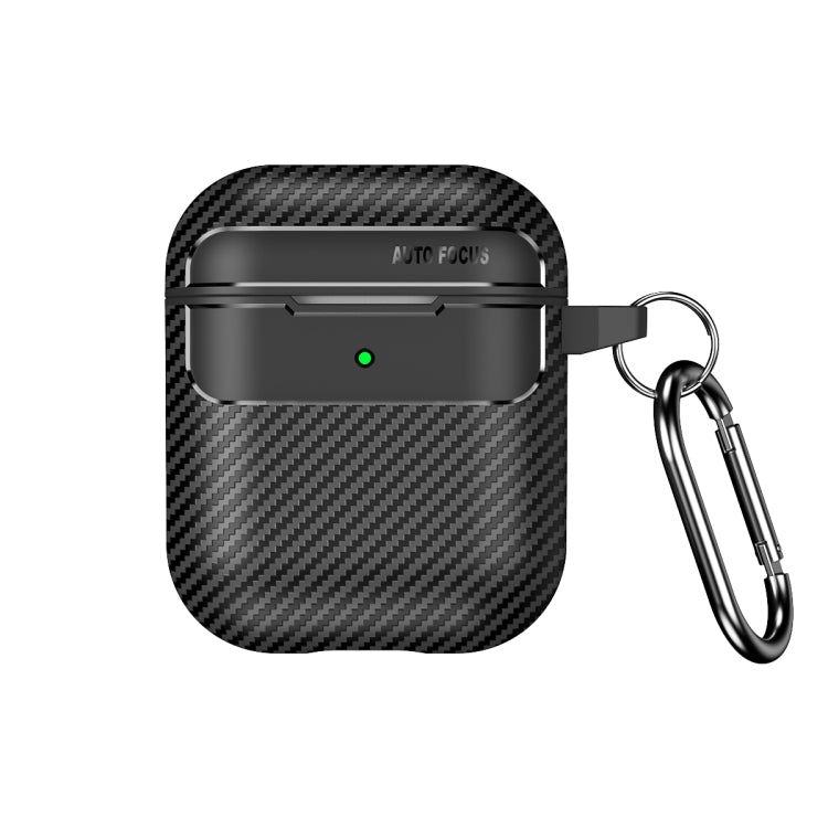 For AirPods 1 / 2 Carbon Fiber Texture Anti-fall Earphone Protective Case(Black) - For AirPods 1/2 by PMC Jewellery | Online Shopping South Africa | PMC Jewellery | Buy Now Pay Later Mobicred