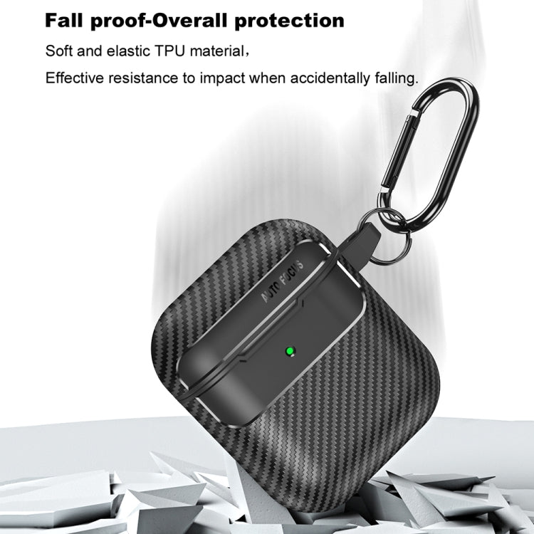 For AirPods 1 / 2 Carbon Fiber Texture Anti-fall Earphone Protective Case(Black) - For AirPods 1/2 by PMC Jewellery | Online Shopping South Africa | PMC Jewellery | Buy Now Pay Later Mobicred
