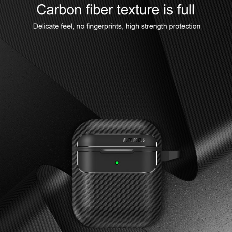 For AirPods 1 / 2 Carbon Fiber Texture Anti-fall Earphone Protective Case(Black) - For AirPods 1/2 by PMC Jewellery | Online Shopping South Africa | PMC Jewellery | Buy Now Pay Later Mobicred