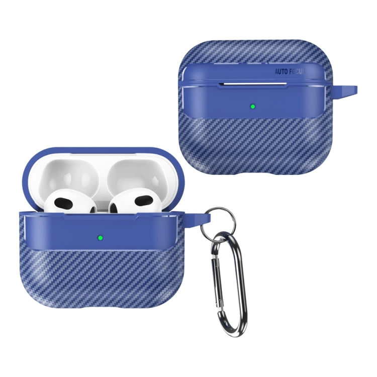 For AirPods 3 Carbon Fiber Texture Anti-fall Earphone Protective Case(Blue) - For AirPods 3 by PMC Jewellery | Online Shopping South Africa | PMC Jewellery | Buy Now Pay Later Mobicred